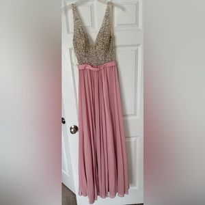 Dusty Pink Maxi Dress with Sequin Top